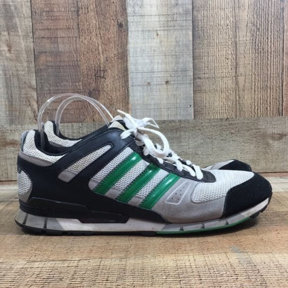 Adidas Black Green Running Shoes Mens 11 Athletic Sneakers